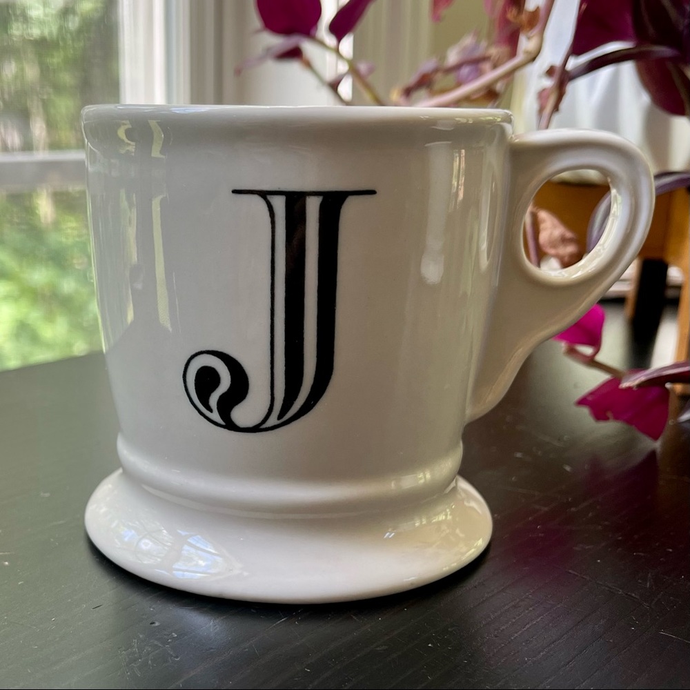 Anthropologie J monogram letter mug - black & white